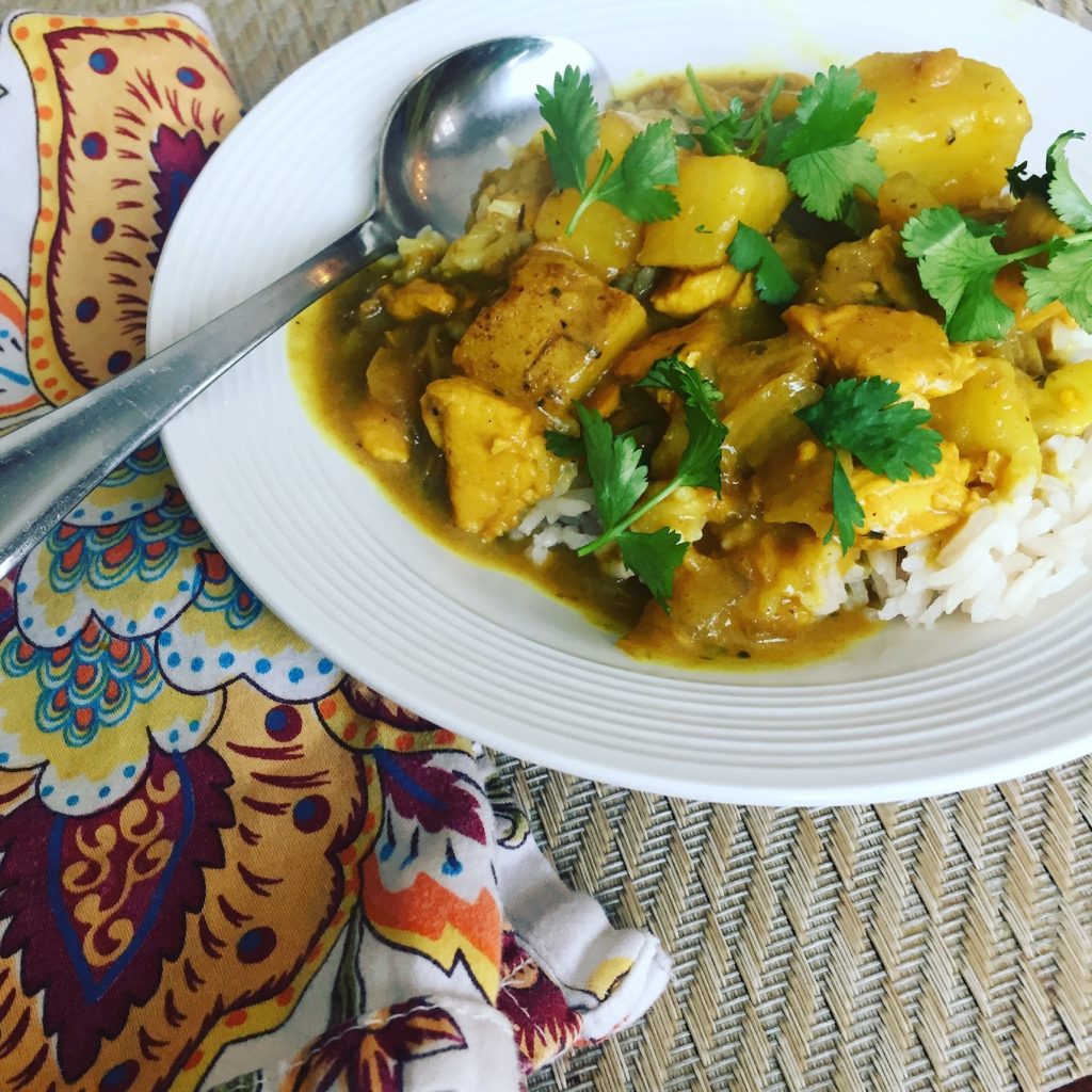 Homemade yellow curry and rice www.thethreeyearexperiment.com